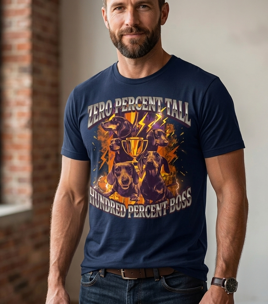 Zero Percent Tall 100% Boss — Funny Dachshund pet Shirt | Wiener Dog Gift