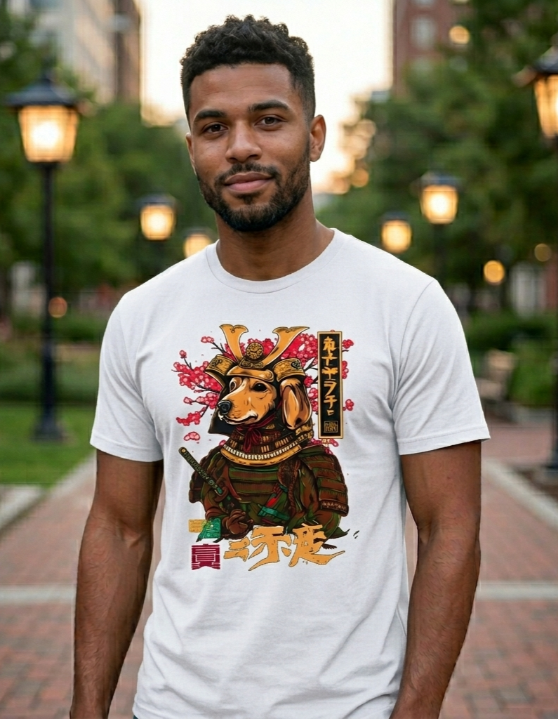 Samurai Dachshund Shirt — Japanese Wiener Dog Graphic pet Tee | Dachshund Gift