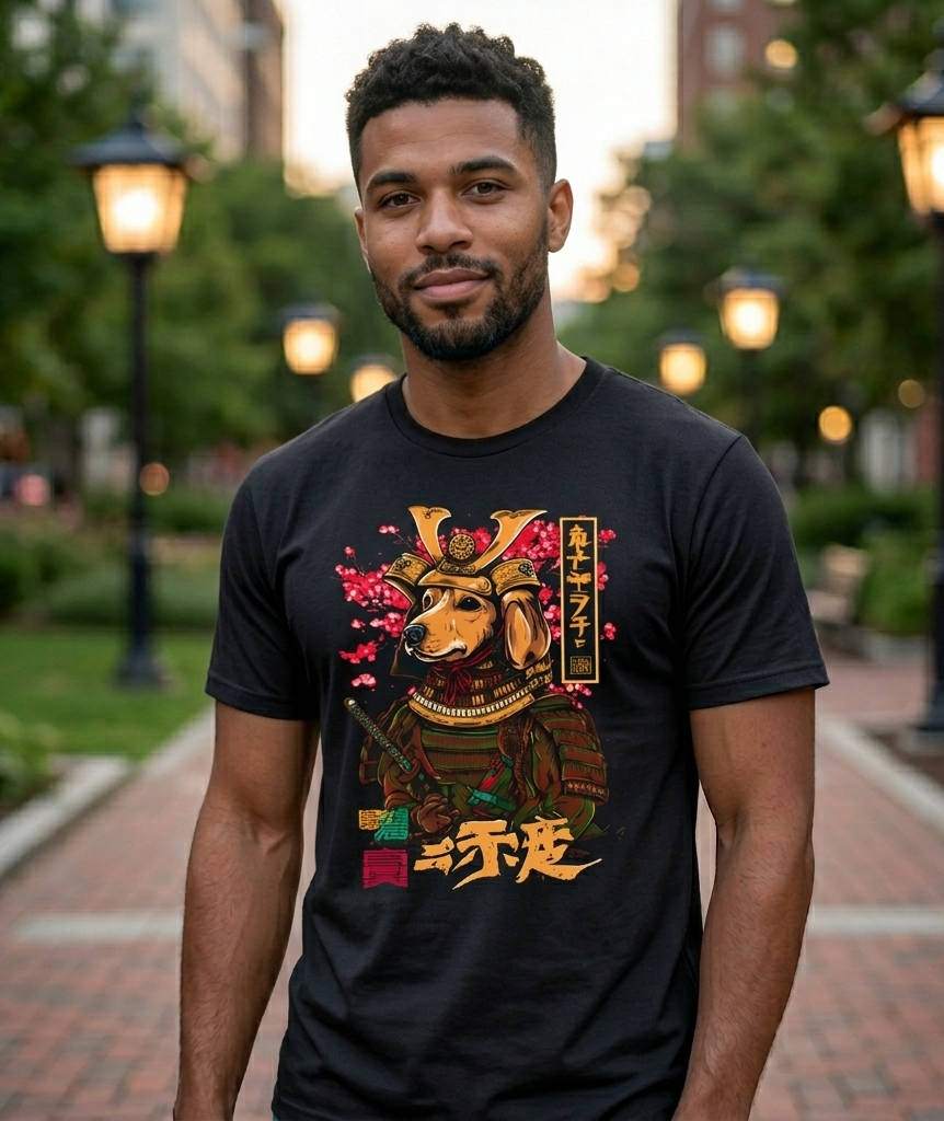 Samurai Dachshund Shirt — Japanese Wiener Dog Graphic pet Tee | Dachshund Gift