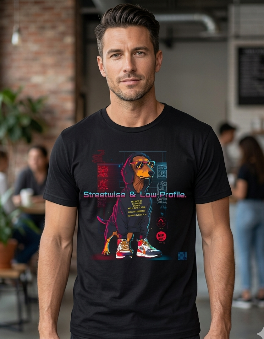Streetwise Low Profile — Edgy Dachshund Graphic pet Tee | Wiener Dog Gift