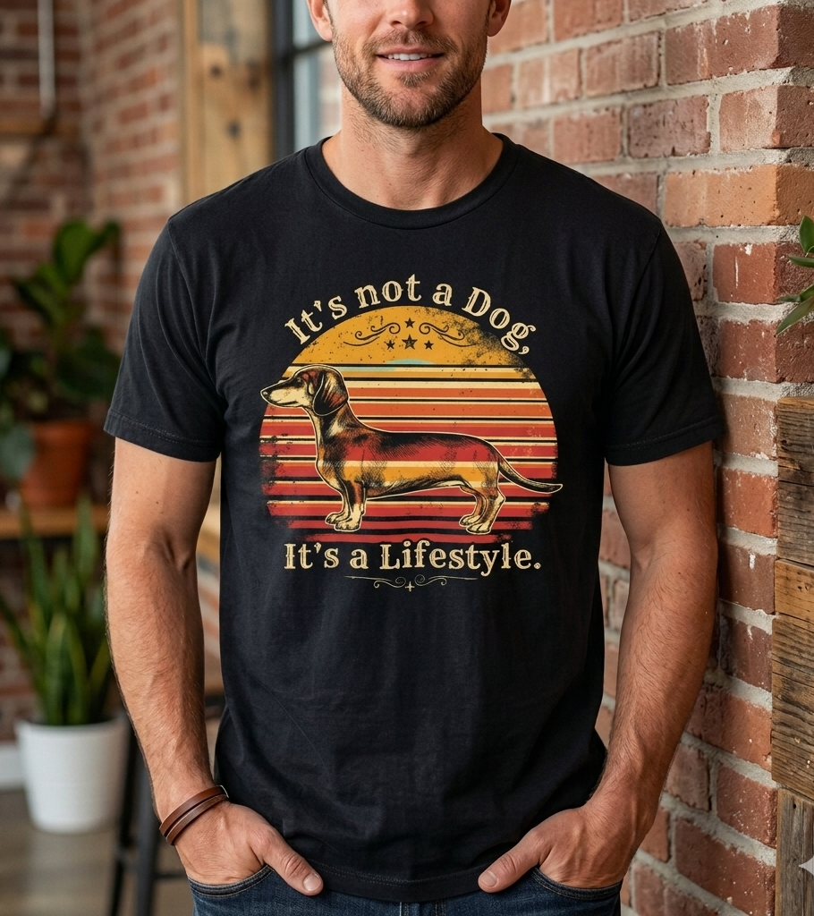 Retro Dachshund pet Tee — "It's Not a Dog, It's a Lifestyle"