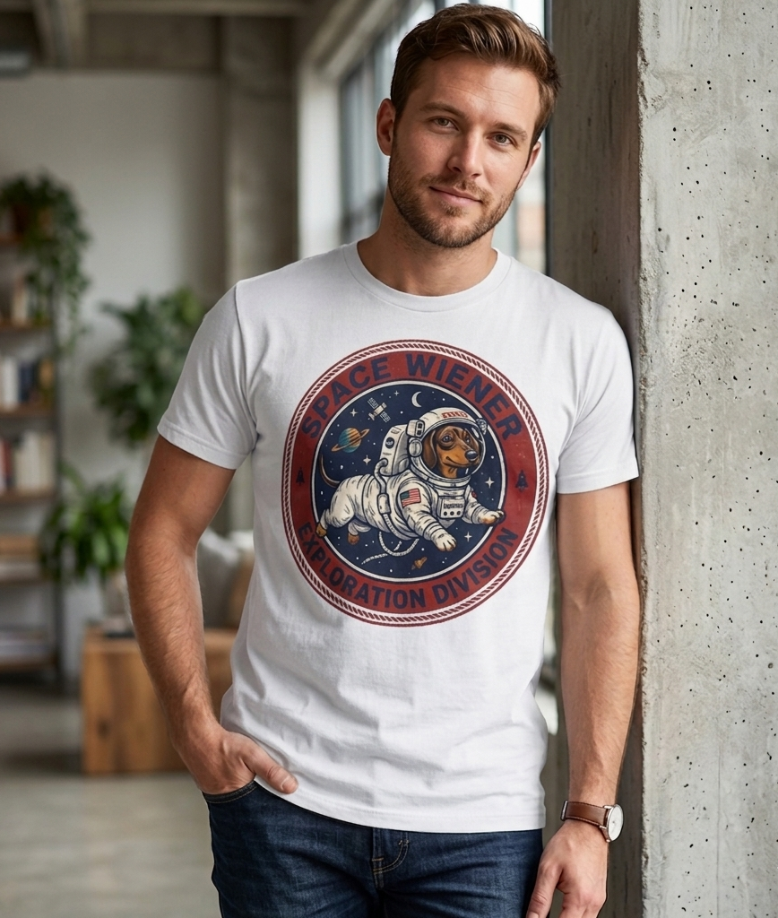 Space wiener Exploration division — "Dachshung  pet Tee " | Weiner