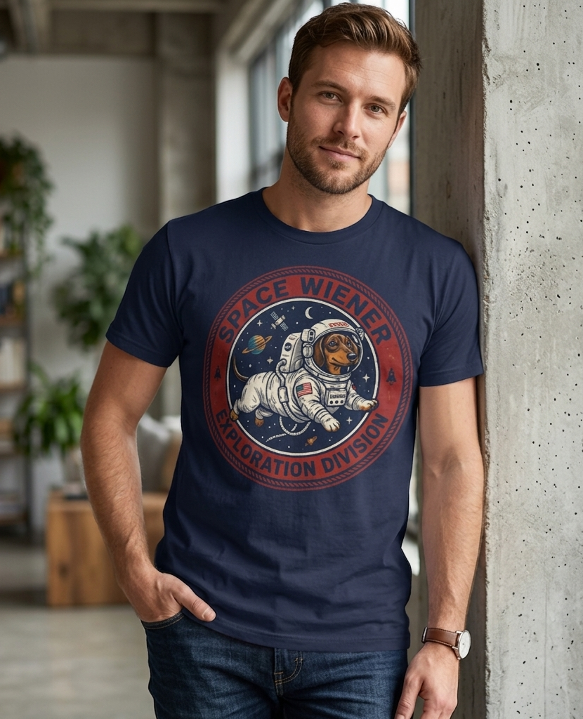 Space wiener Exploration division — "Dachshung  pet Tee " | Weiner