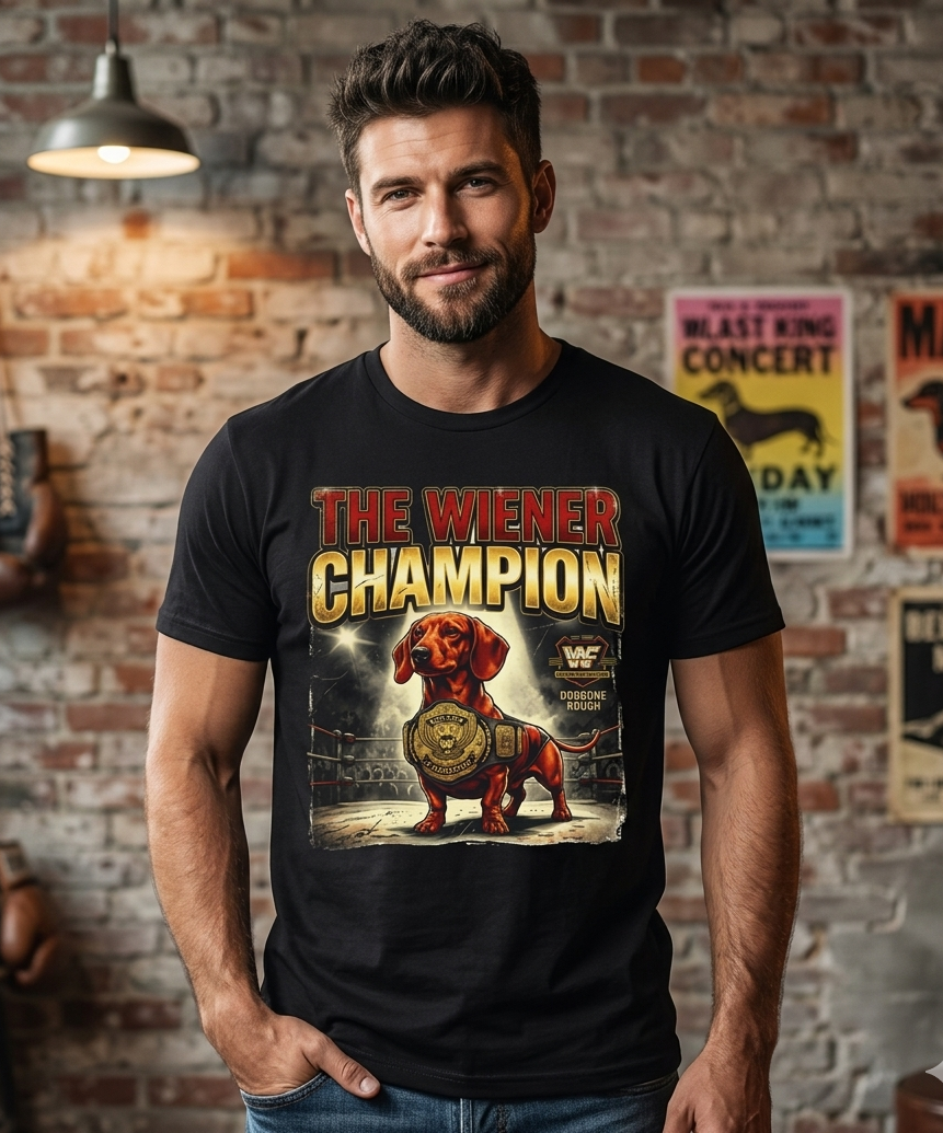 The Wiener Champion Shirt — Funny Dachshund Wrestling Tee | World Wiener Federation | Dachshund Gift