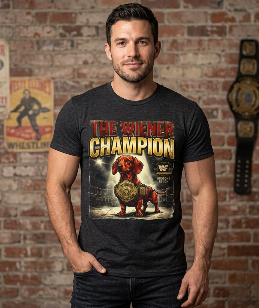 The Wiener Champion Shirt — Funny Dachshund Wrestling Tee | World Wiener Federation | Dachshund Gift
